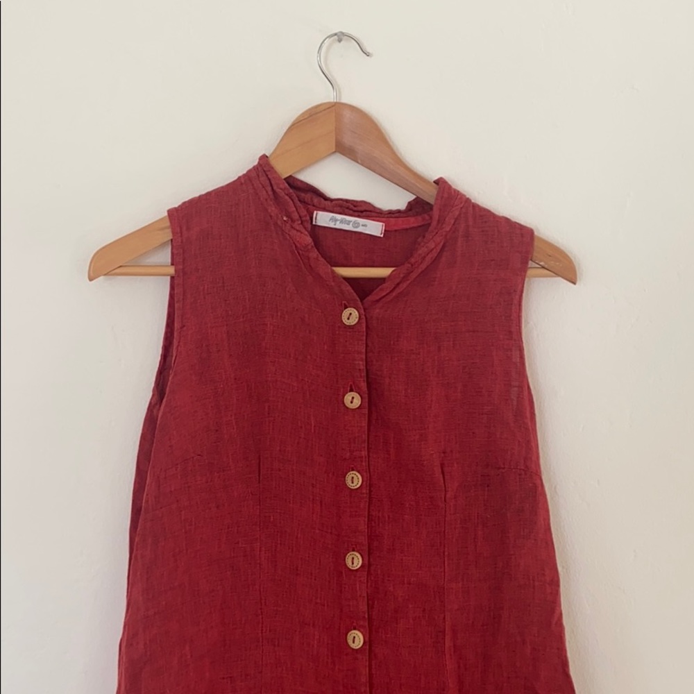 Vintage red linen maxi dress